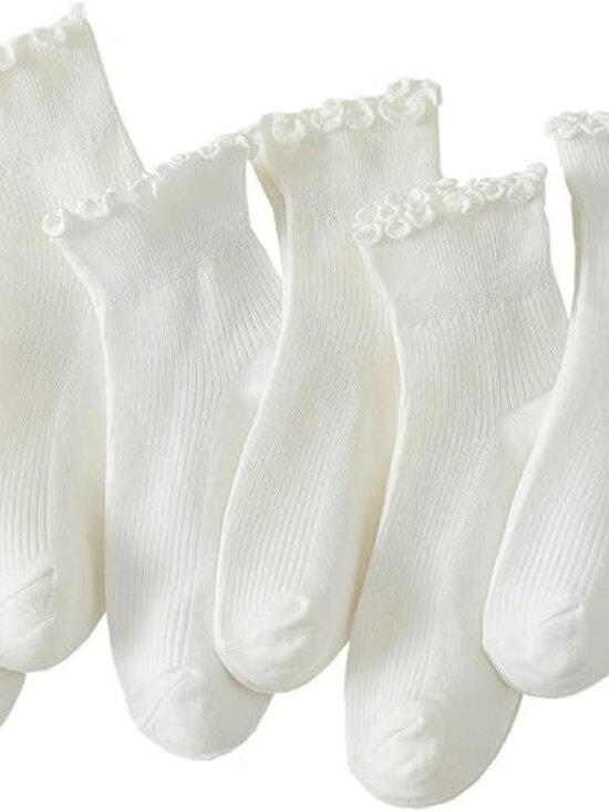 branded Accessories - 6 Pairs of Ruffle Socks Women, Cute Ruffle Ankle Socks